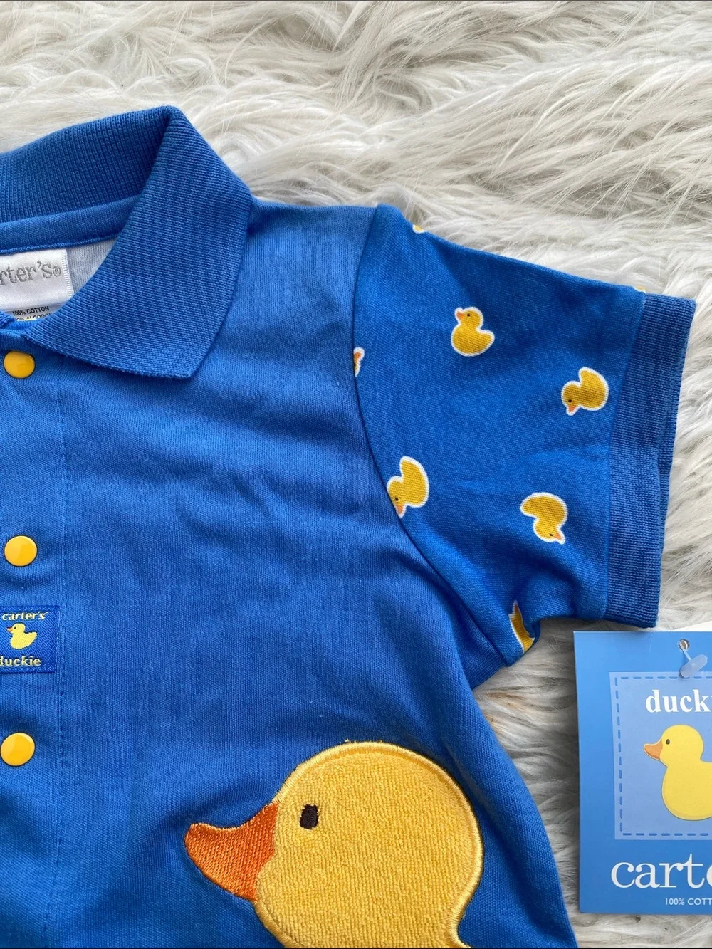 Carter's | Blue and Yellow Duck Polo Romper One Piece